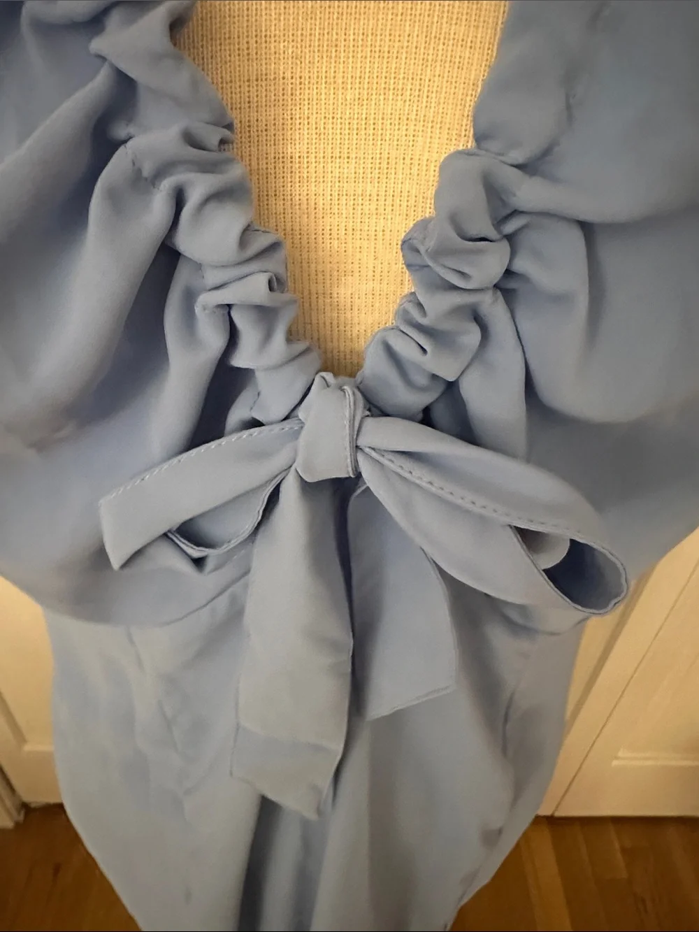 Abercrombie & Fitch Sky Blue Ruffle Tie-Front Maxi Dress